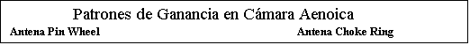 Cuadro de texto: Patrones de Ganancia en Cámara Aenoica
Antena Pin Wheel Antena Choke Ring